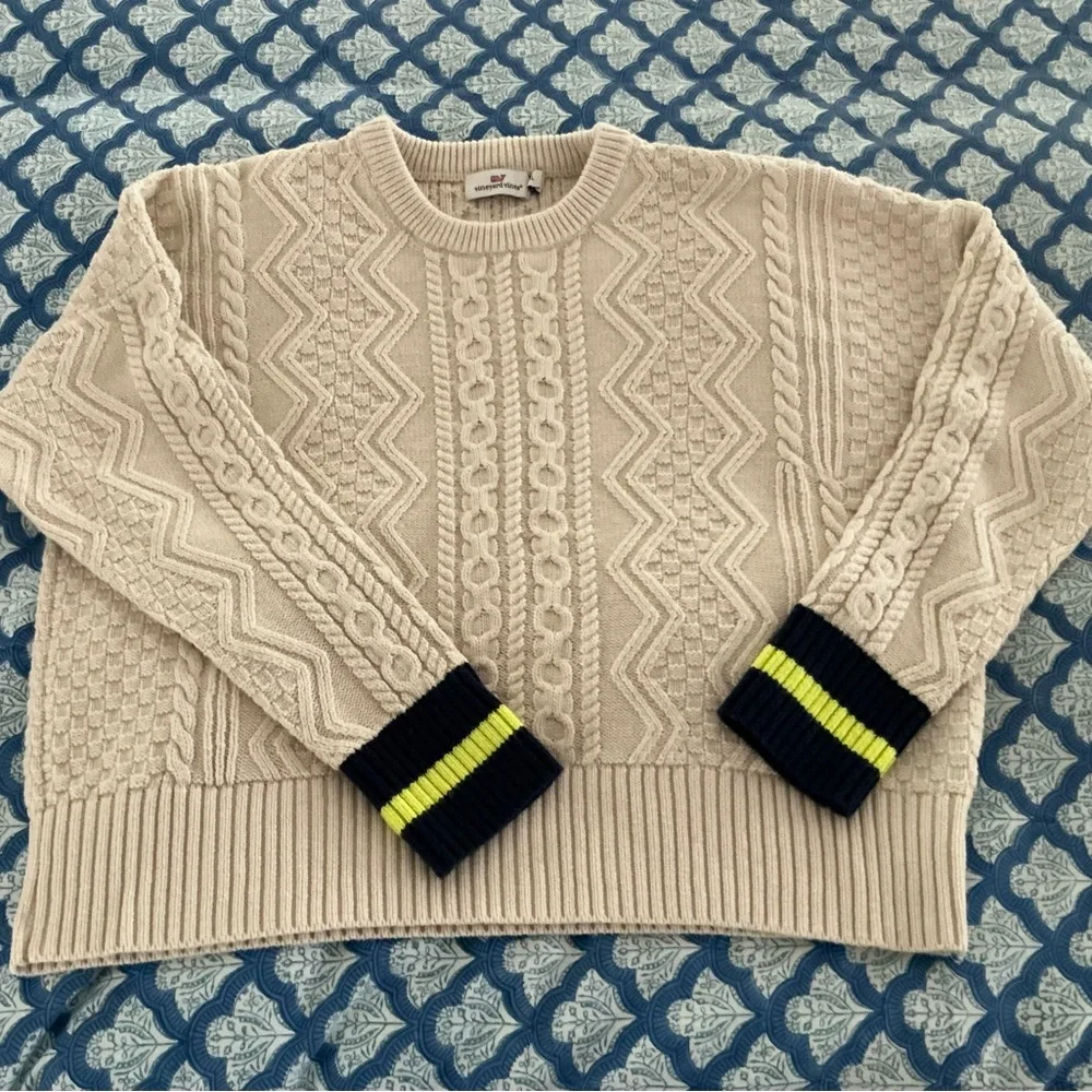 Vineyard Vines Cream Cable Knit Sweater - Picture 2 of 9